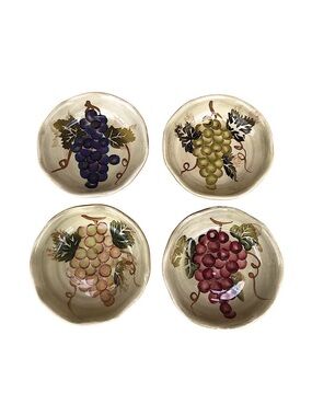 Cabernet 4  Discontinued Hand Painted Semi Scallop, Rippled Ceramic  Dip Dish